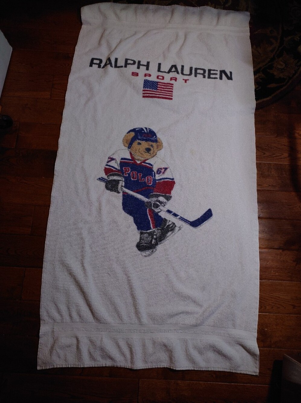 Vintage Ralph Lauren Sport Hockey Beach Towel 100% Cotton